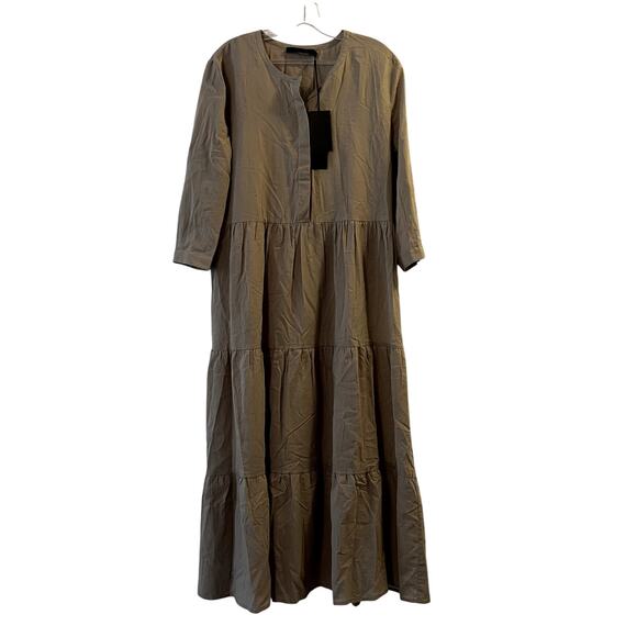 Jenni Kayne James midi Dress Willow size M sage green cotton linen - Picture 4 of 8